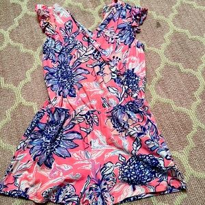 Lily Pulitzer romper girls size XL (12-14) button missing at clasp